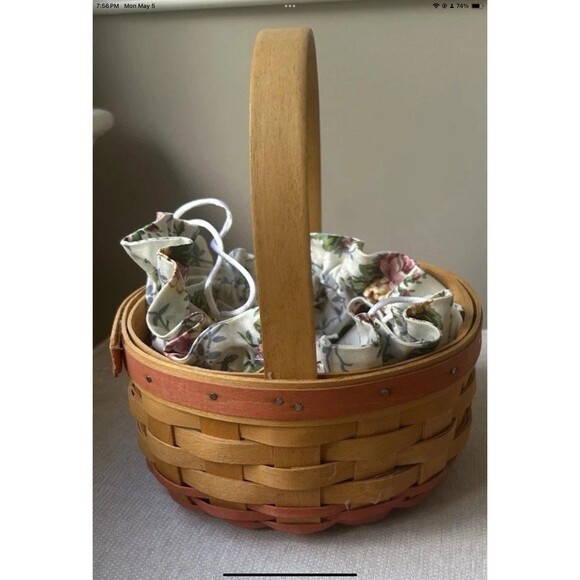 Longaberger 1998 Mother's Day Rings & Things Basket with Fabric Liner Vintage - Picture 2 of 7